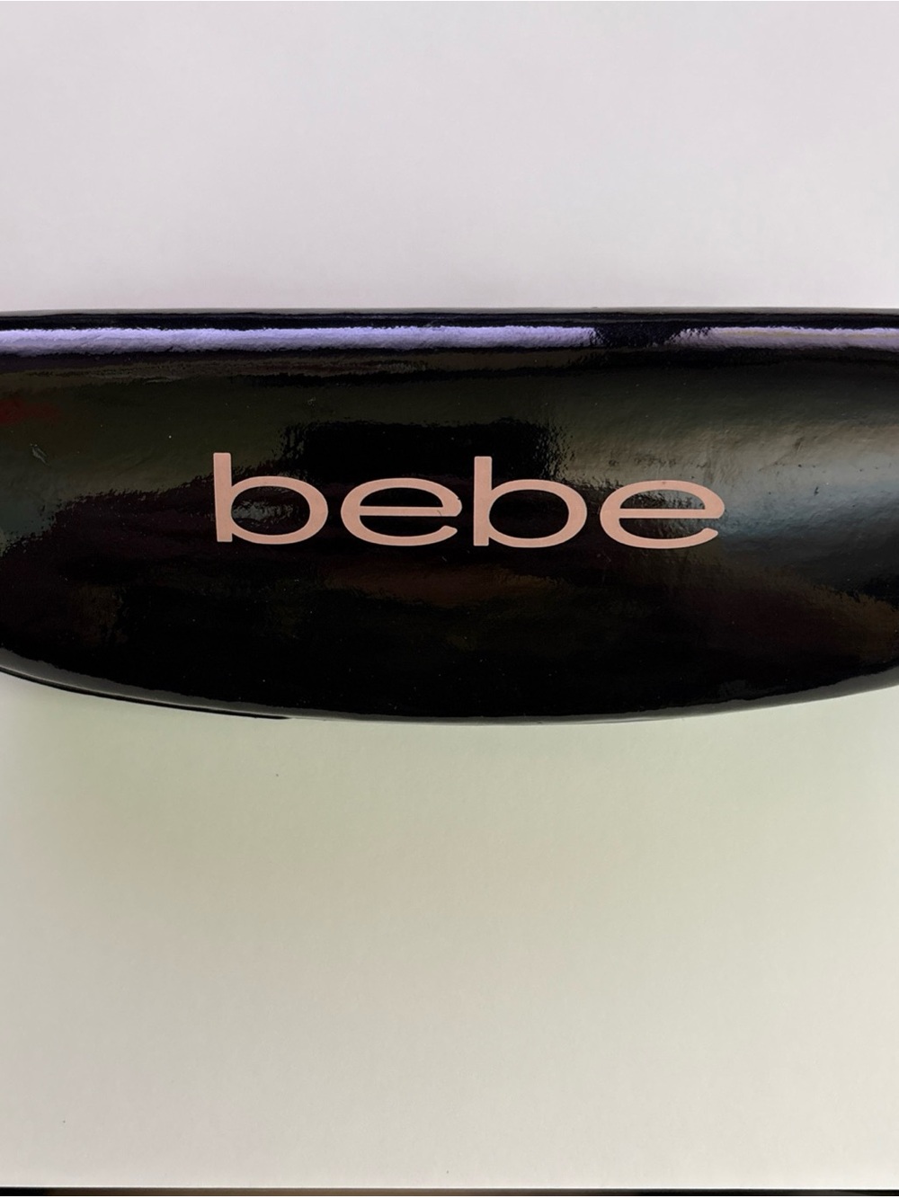 bebe Black Patent Eyewear Case with Pink Logo